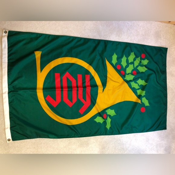Vintage Christmas Joy Golden Trumpet House Large Flag - Picture 3 of 7